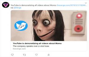 حذف چالش «مومو» از یوتیوب،نمایشگر جیبی